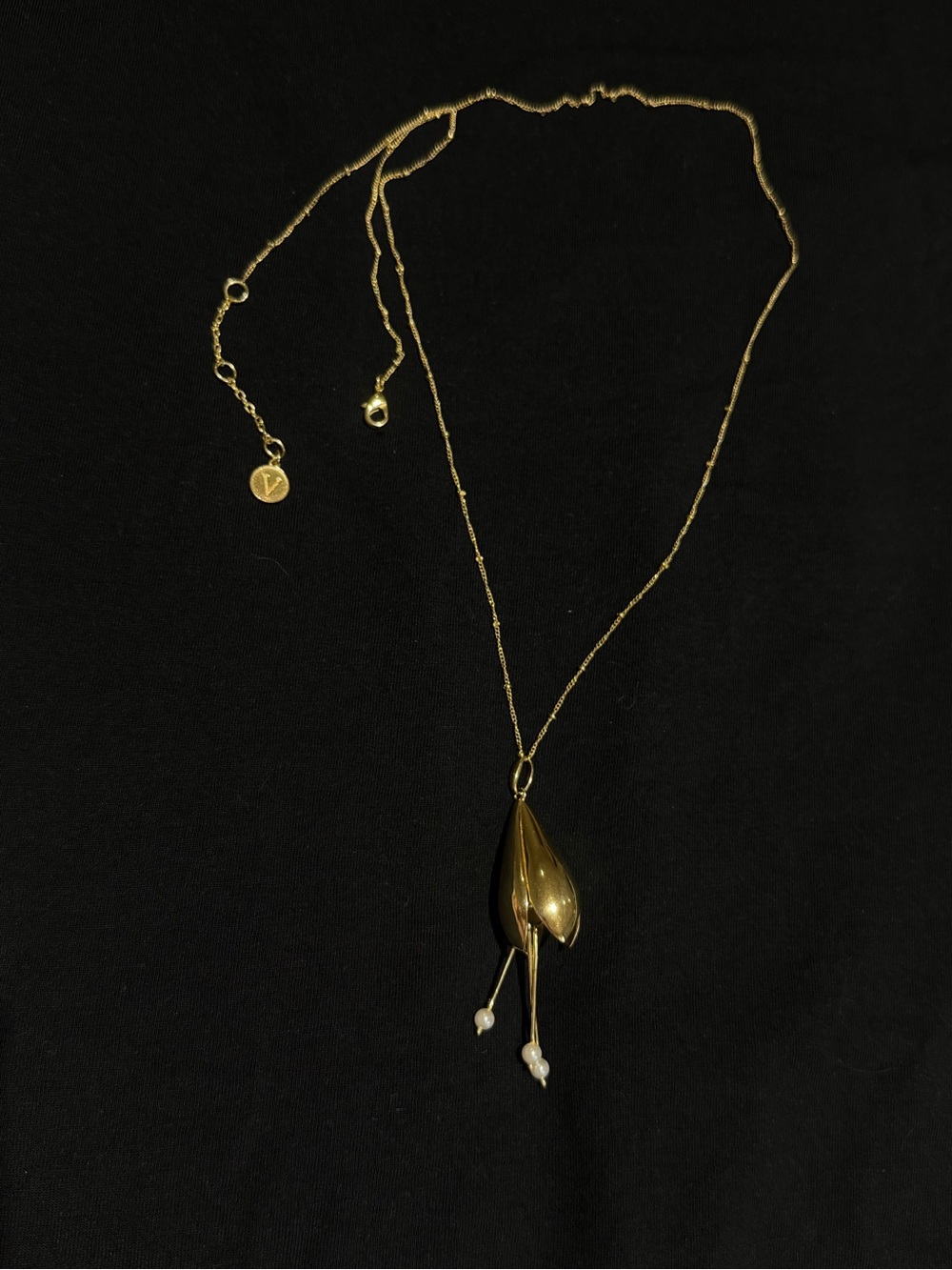Gold Drop Pearl Accent Pendant Necklace - Women Jewelry